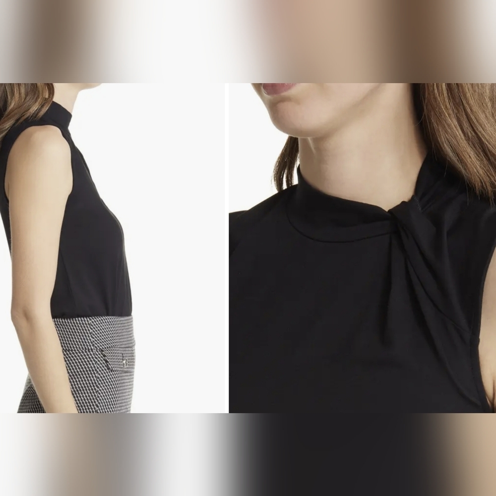 BOSS Women's Black Sleeveless Top Emise Twist Neck Sleeveless Blouse Size M - Picture 4 of 12